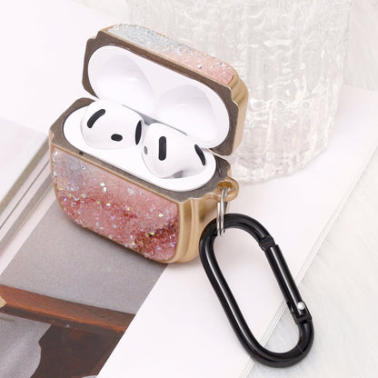 Apple AirPods 4 Hoesje - Diamant Marmer Glitter met Ring - Goud
