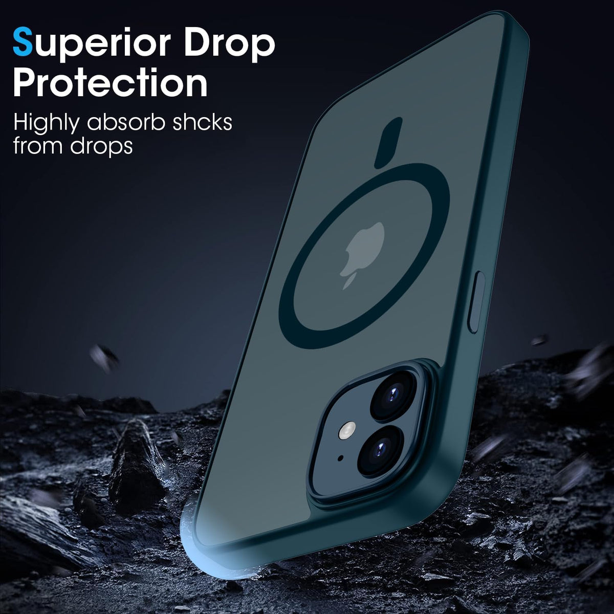 iPhone 12 Hoesje - Blauw - Matte Armor MagSafe Back Cover