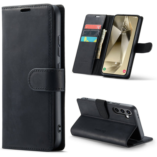 Samsung Galaxy S24 Plus Hoesje - Charcoal Gray - Echt Leren Bookcase