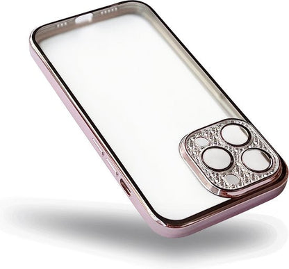 Apple iPhone 12 Pro Hoesje - Roze - Glitter Back Cover