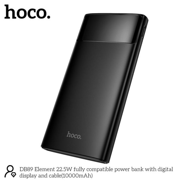 Hoco Powerbank 10.000mAh 22.5W met Ingebouwde Kabels - Zwart