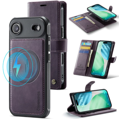Apple iPhone Air Hoesje - Dark Purple - Luxe 2 in 1 MagSafe Bookcase