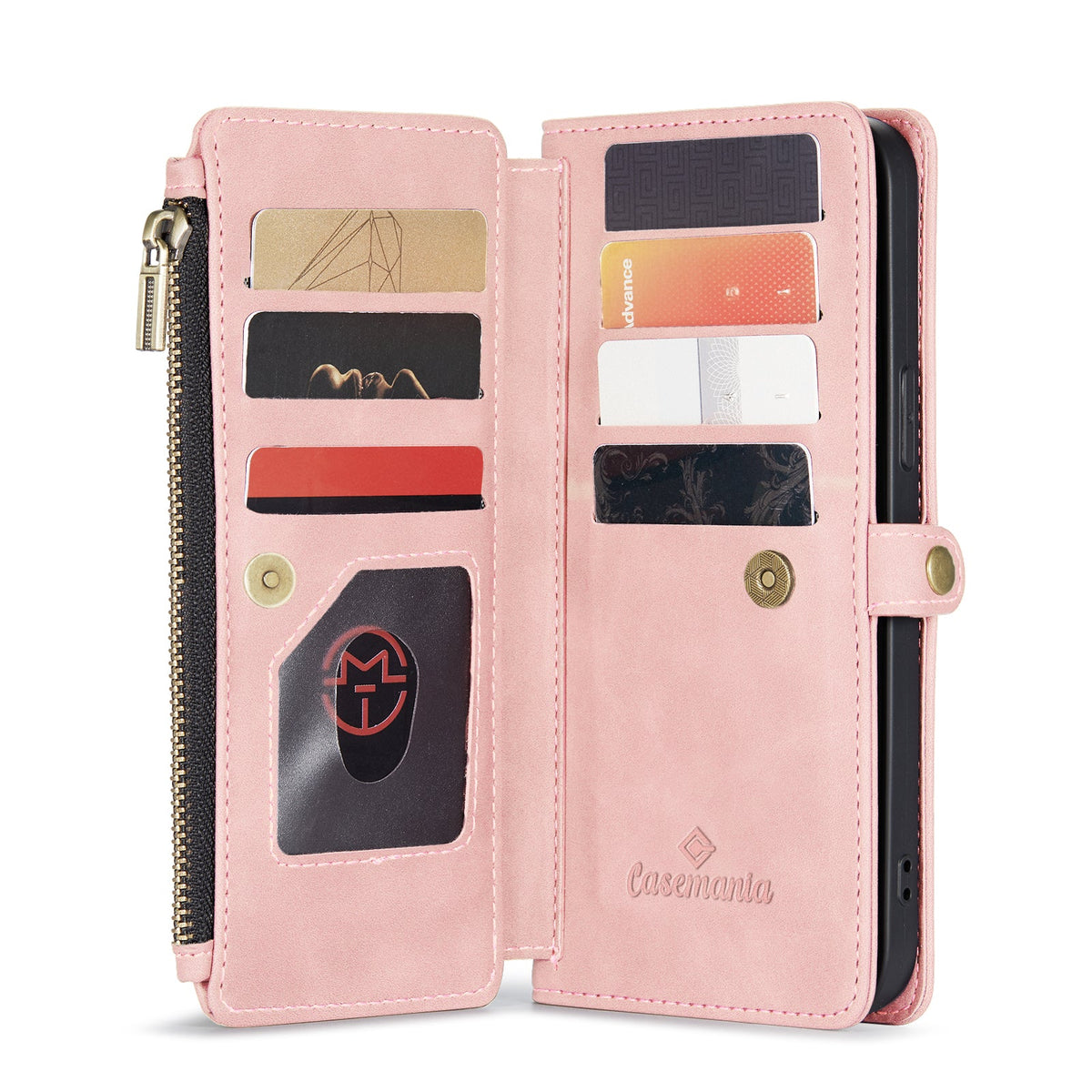 Apple iPhone 15 Pro Hoesje - Pale Pink - Luxe MagSafe Bookcase met Rits en Telefoonkoord