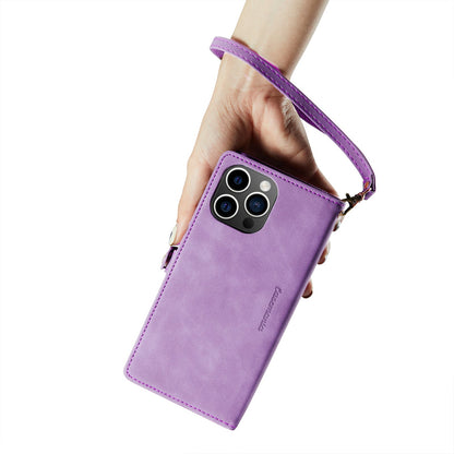 Apple iPhone 15 Pro Hoesje - Pastel Pink - Luxe MagSafe Bookcase met Rits en Telefoonkoord