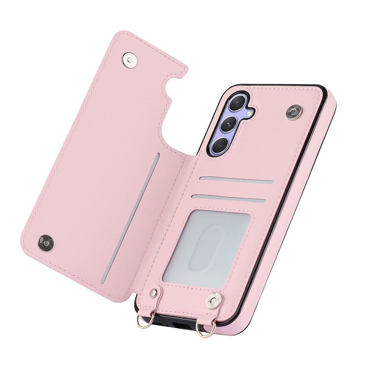 Samsung Galaxy S23 FE Hoesje - Roze - Luxe Back Cover met Telefoonkoord en Rits