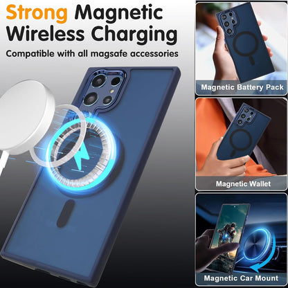 Samsung Galaxy S22 Ultra Hoesje - Blauw - Matte Armor MagSafe Back Cover