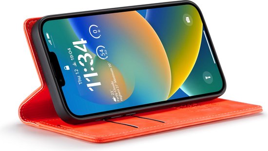 Apple iPhone 14 Plus Hoesje - Topaz Orange - Dunne Bookcase