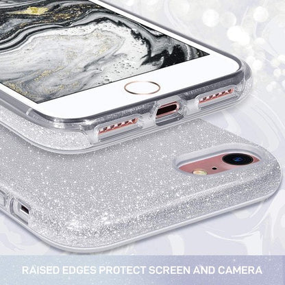 Apple iPhone 7 Hoesje - Zilver - Glitter Back Cover