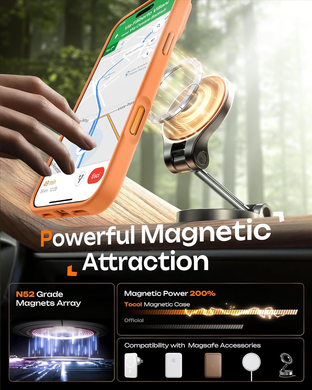 Apple iPhone 18 Pro Case - Orange - Matte Armor MagSafe Back Cover