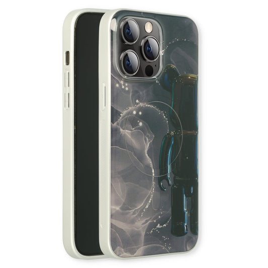 Apple iPhone 15 Pro Case - Black - Silicone Marble MagSafe Back Cover