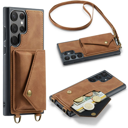 Samsung Galaxy S23 Ultra Case - Sienna Brown - Luxury Back Cover with Phone Strap