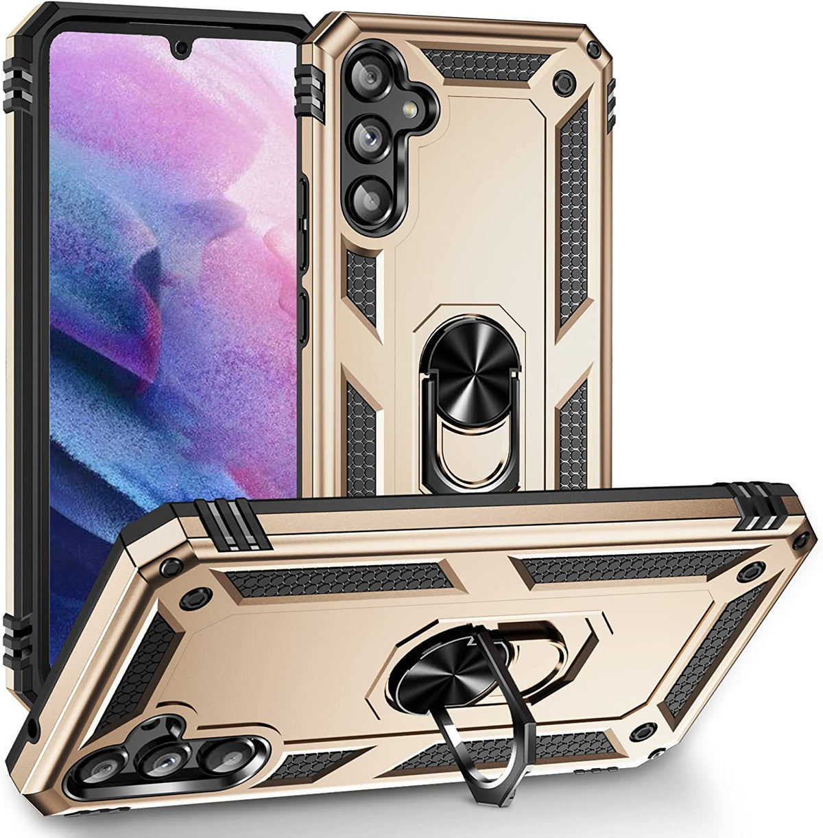 Samsung Galaxy A54 Hoesje - Goud - Armor Kickstand Back Cover