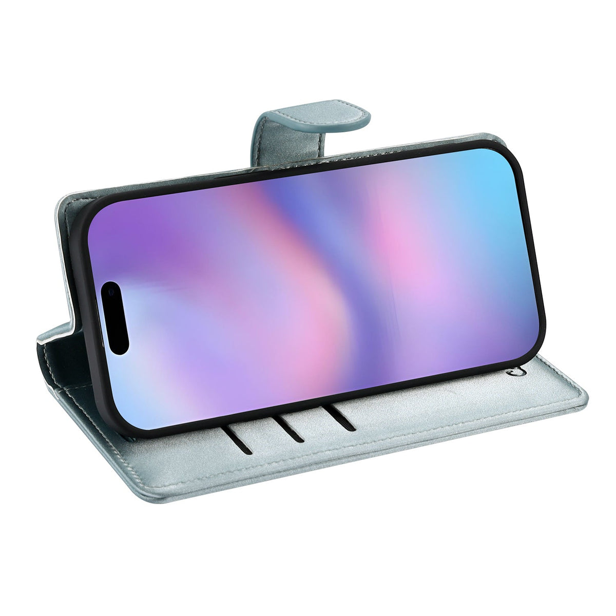 Apple iPhone 17 Hoesje - Baby Blue - 2 in 1 Velvet Bookcase