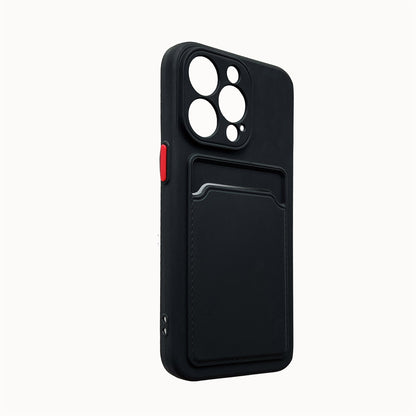 Apple iPhone 15 Pro Max Hoesje - Zwart - Siliconen Back Cover met Pasjeshouder
