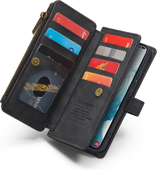 Samsung Galaxy S22 Plus Hoesje - Charcoal Gray - Luxe Bookcase met Rits