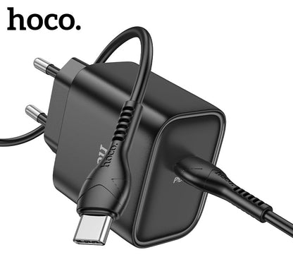 Hoco 25W USB-C Schnellladegerät mit USB-C Kabel 2m - Schwarz