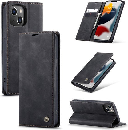 Apple iPhone 13 Mini Hülle - Charcoal Gray - Schlanke Klapphülle mit Kartenfach