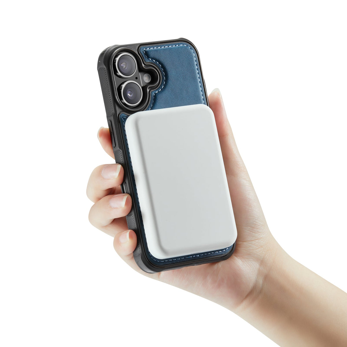 Apple iPhone 16 Case - Navy Blue - Faux Leather MagSafe Back Cover