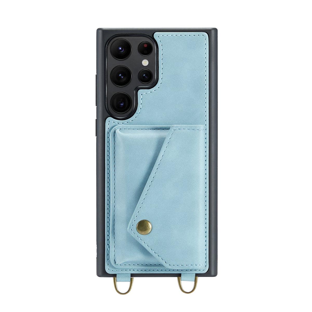 Samsung Galaxy S23 Ultra Hoesje - Aqua Blue - Luxe Back Cover met Telefoonkoord