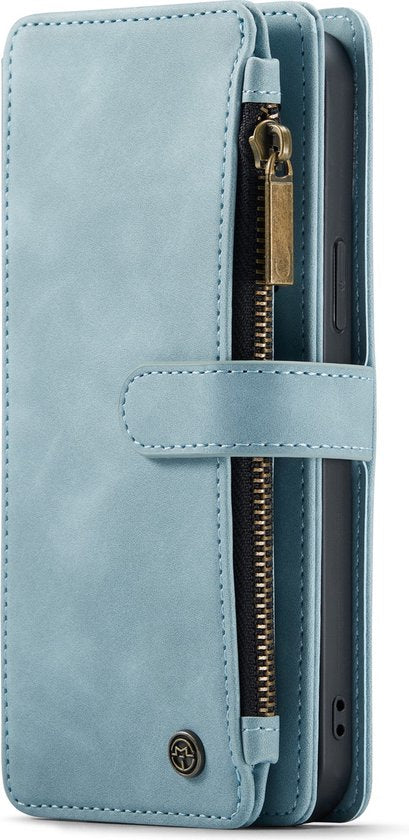 Apple iPhone 13 Pro Hoesje - Aqua Blue - Luxe Bookcase met Rits