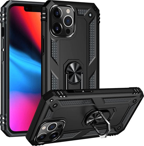 Apple iPhone 13 Pro Hoesje - Zwart - Armor Kickstand Back Cover