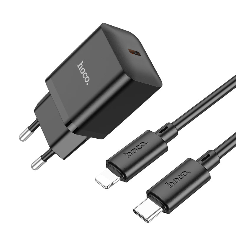 Hoco N27 20W USB-C Schnellladegerät mit Lightning-Kabel 1m - Schwarz