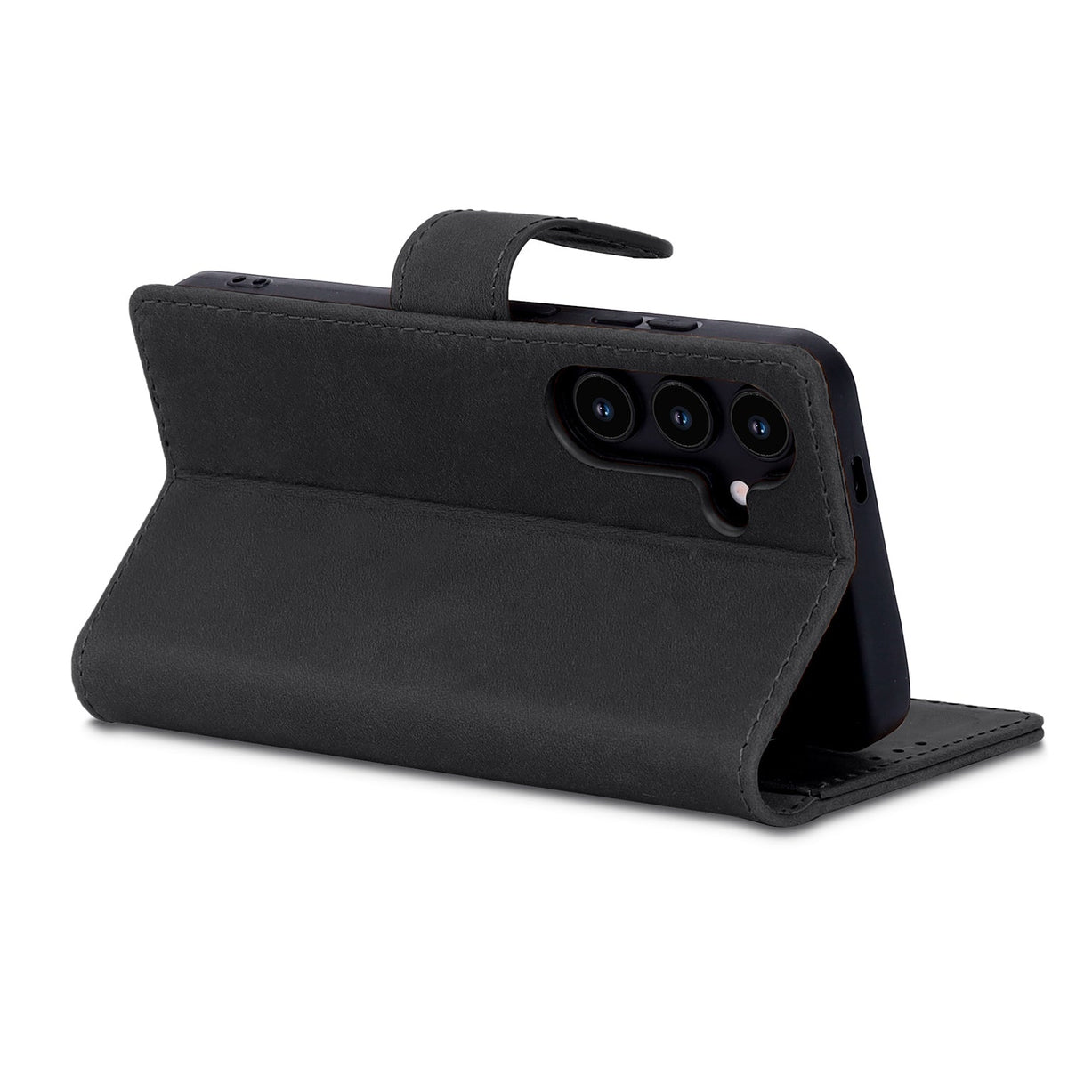 Samsung Galaxy S25 Plus Hoesje - Charcoal Gray - Echt Leren Bookcase