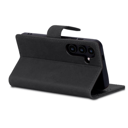 Samsung Galaxy S25 Hoesje - Charcoal Gray - Echt Leren Bookcase