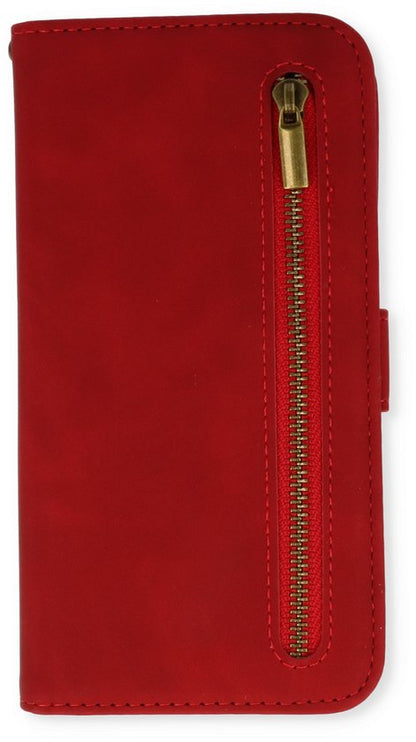 Apple iPhone 14 Pro Case - Crimson Red - Luxury Wallet Case with Zipper