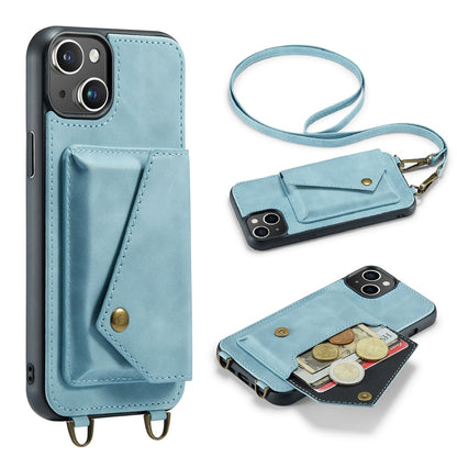 Apple iPhone 15 Plus Hülle - Aqua Blue - Luxus-Backcover mit Handykette
