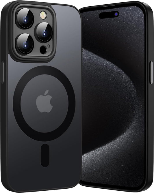 Apple iPhone 15 Pro Max Hülle - Schwarz - Mattes Armor-MagSafe-Backcover