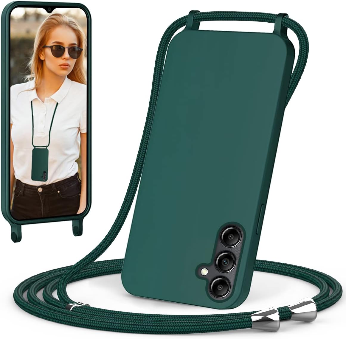 Samsung Galaxy S24 Hoesje - Groen - Siliconen Back Cover met Telefoonkoord