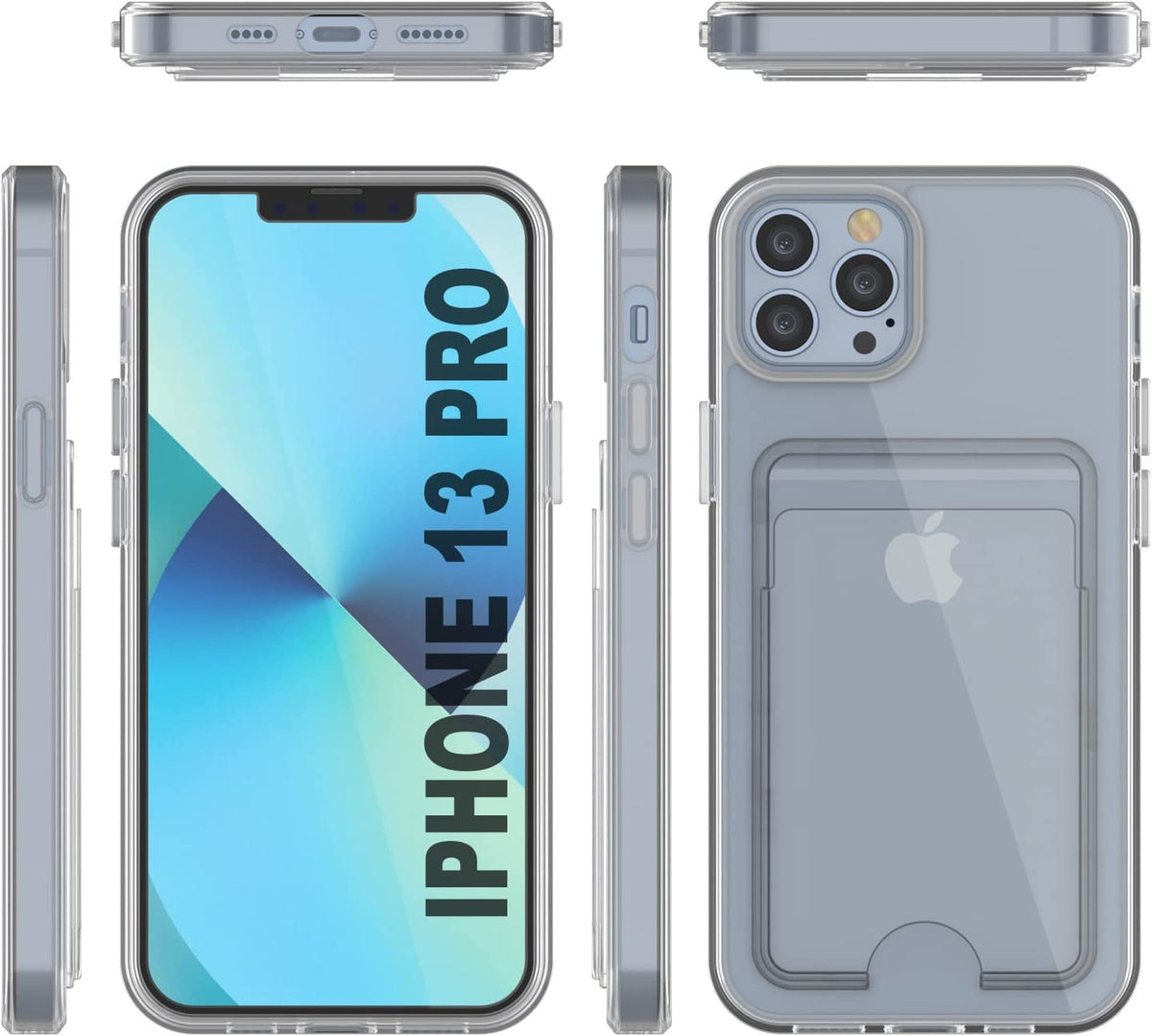 iPhone 13 Pro Hoesje - Transparant - Siliconen Back Cover met Pasjeshouder