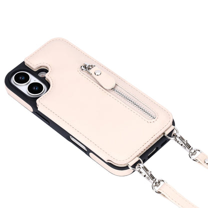 iPhone 17 Hoesje - Beige - Luxe Back Cover met Telefoonkoord en Rits