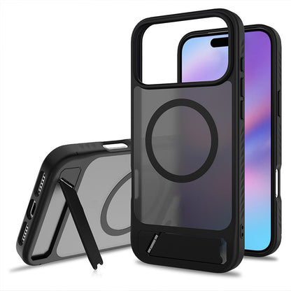 Apple iPhone 17 Pro Hülle - Schwarz - Matte Armor MagSafe Backcover mit Ständer