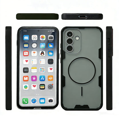 Samsung Galaxy A17 Hoesje - Transparant | Zwart - Frosted Matte Hardcase MagSafe Back Cover