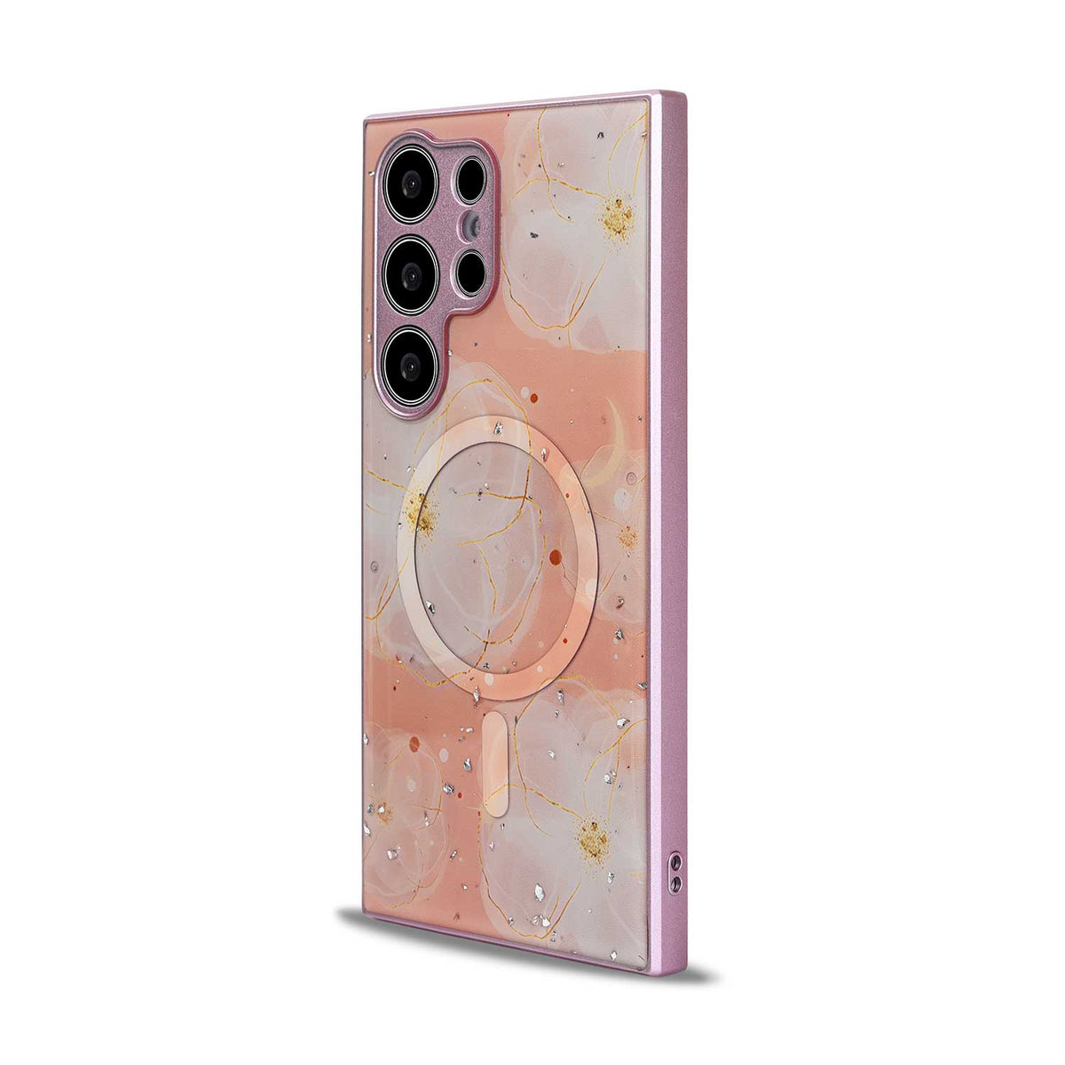 Samsung Galaxy S24 Ultra Case - Pink - Silicone Marble MagSafe Back Cover