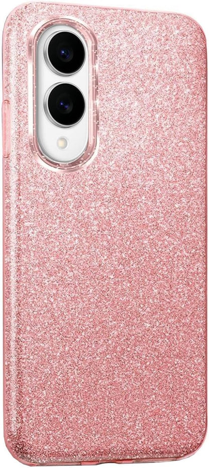 Samsung Galaxy S25 Edge Hoesje - Roze - Glitter Back Cover