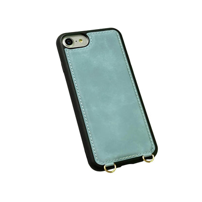 Apple iPhone 7 Case - Aqua Blue - Back Cover with Mirror, Sliding Card Holder and Phone Strap