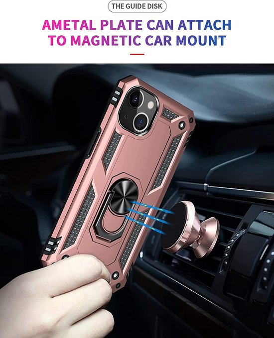 Apple iPhone 13 Mini Hoesje - Roségoud - Armor Kickstand Back Cover