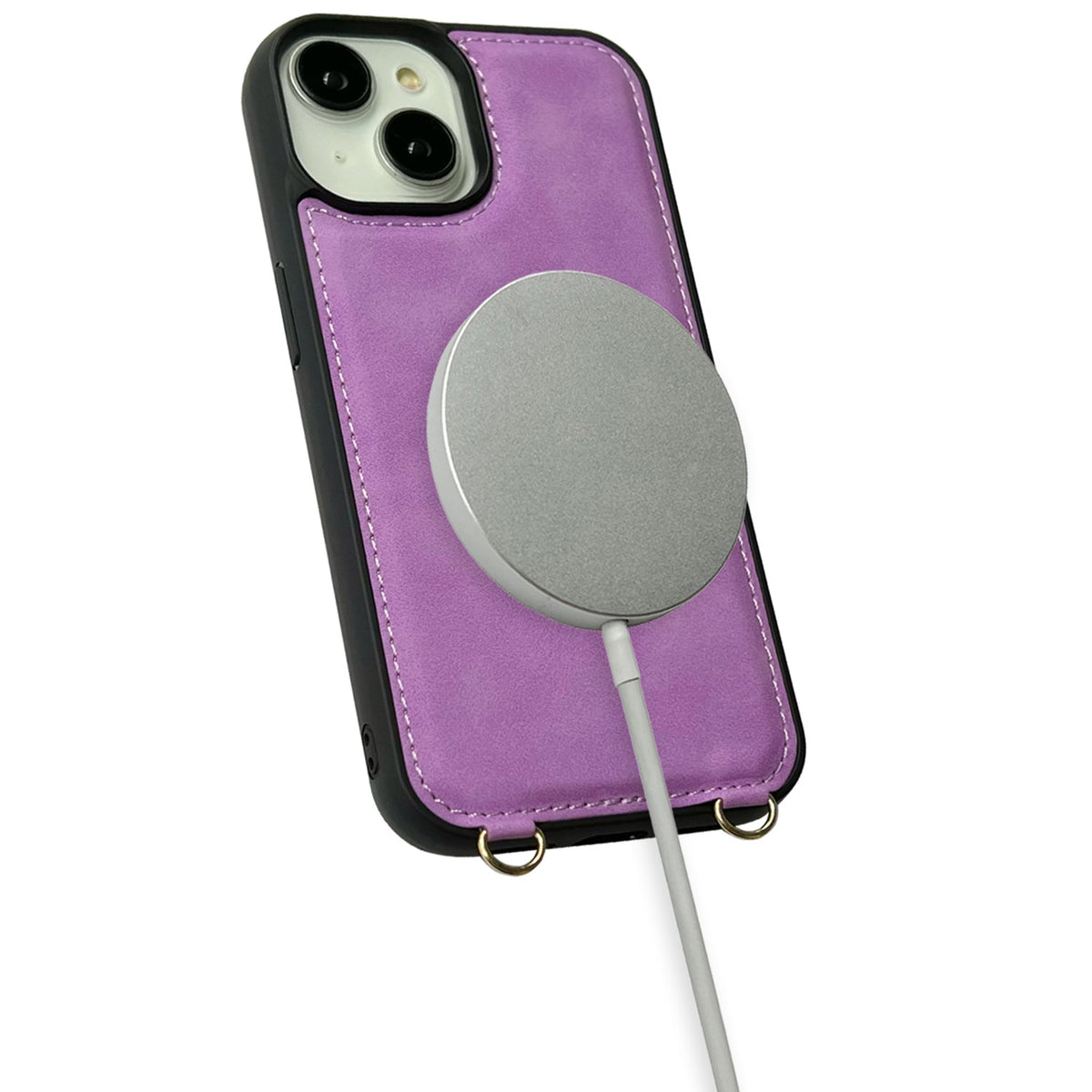 Apple iPhone 14 Case - Bright Lila - Luxury Wallet Case with Mirror and Phone Strap