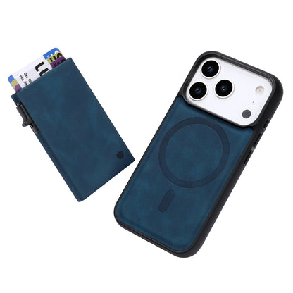 Apple iPhone 17 Pro Hülle - Navy Blue - MagSafe Backcover mit ausziehbarem Kartenfach