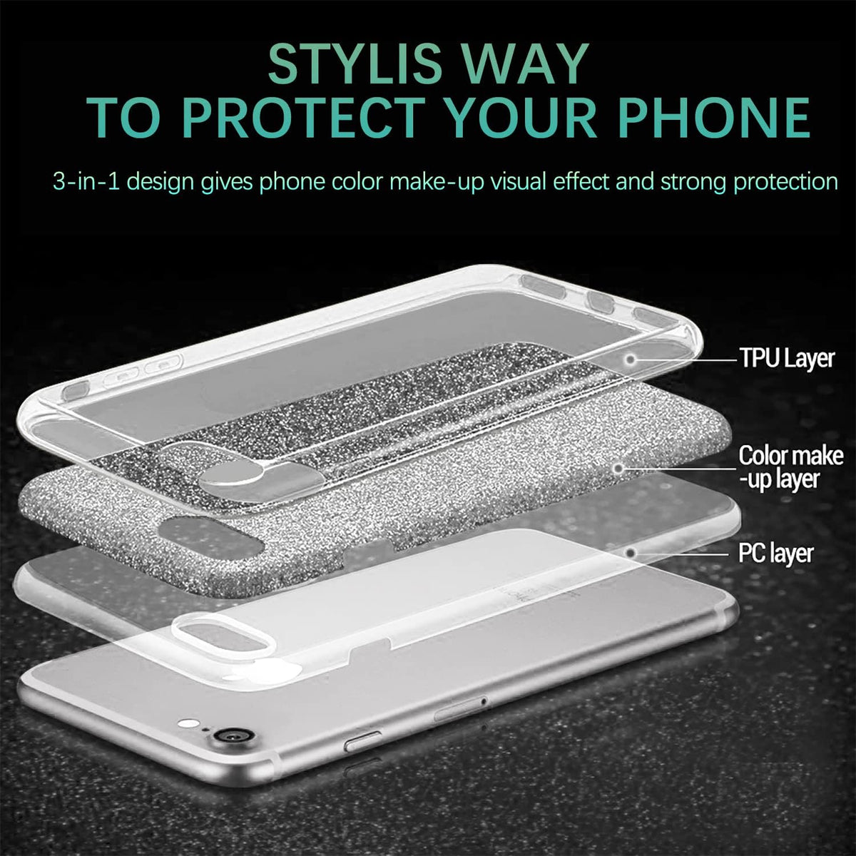 Samsung Galaxy S24 Plus Hoesje - Zilver - Glitter Back Cover