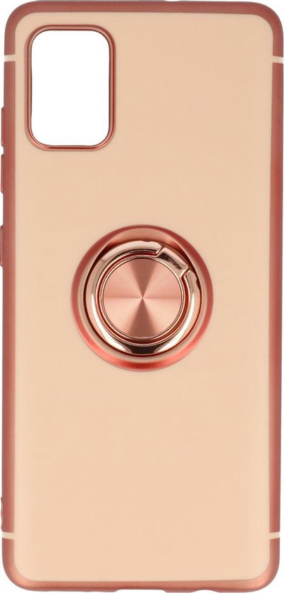 Samsung Galaxy A41 Hülle - Roségold - Silikon Ring Kickstand Backcover