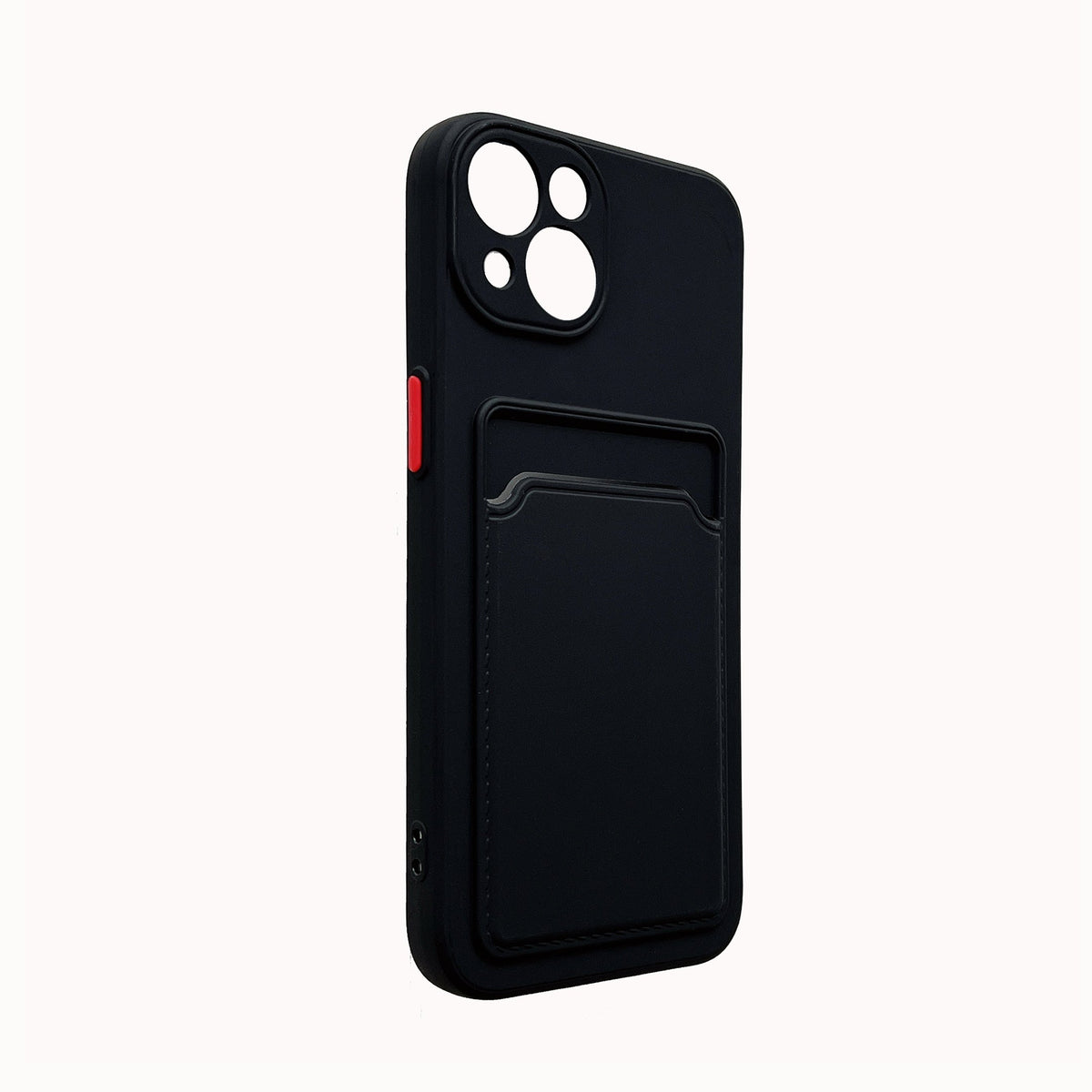 Apple iPhone 15 Plus Hoesje - Zwart - Siliconen Back Cover met Pasjeshouder