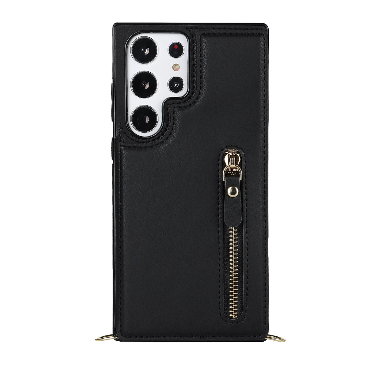 Samsung Galaxy S24 Ultra Hoesje - Zwart - Luxe Back Cover met Telefoonkoord en Rits