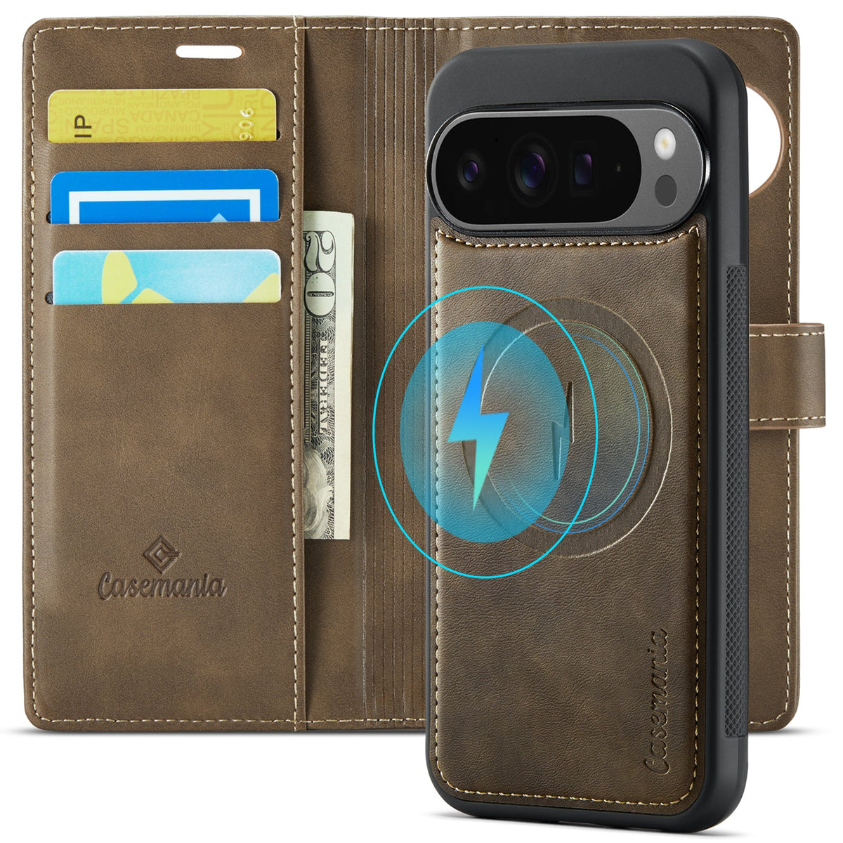 Google Pixel 10 Hoesje - Mahogany Brown - Luxe 2 in 1 MagSafe Bookcase
