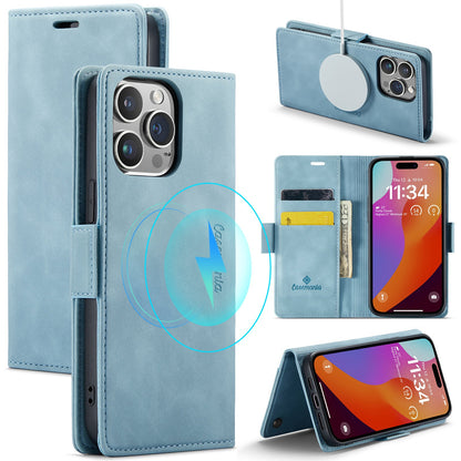Apple iPhone 15 Pro Hoesje - Aqua Blue - Portemonnee MagSafe Bookcase