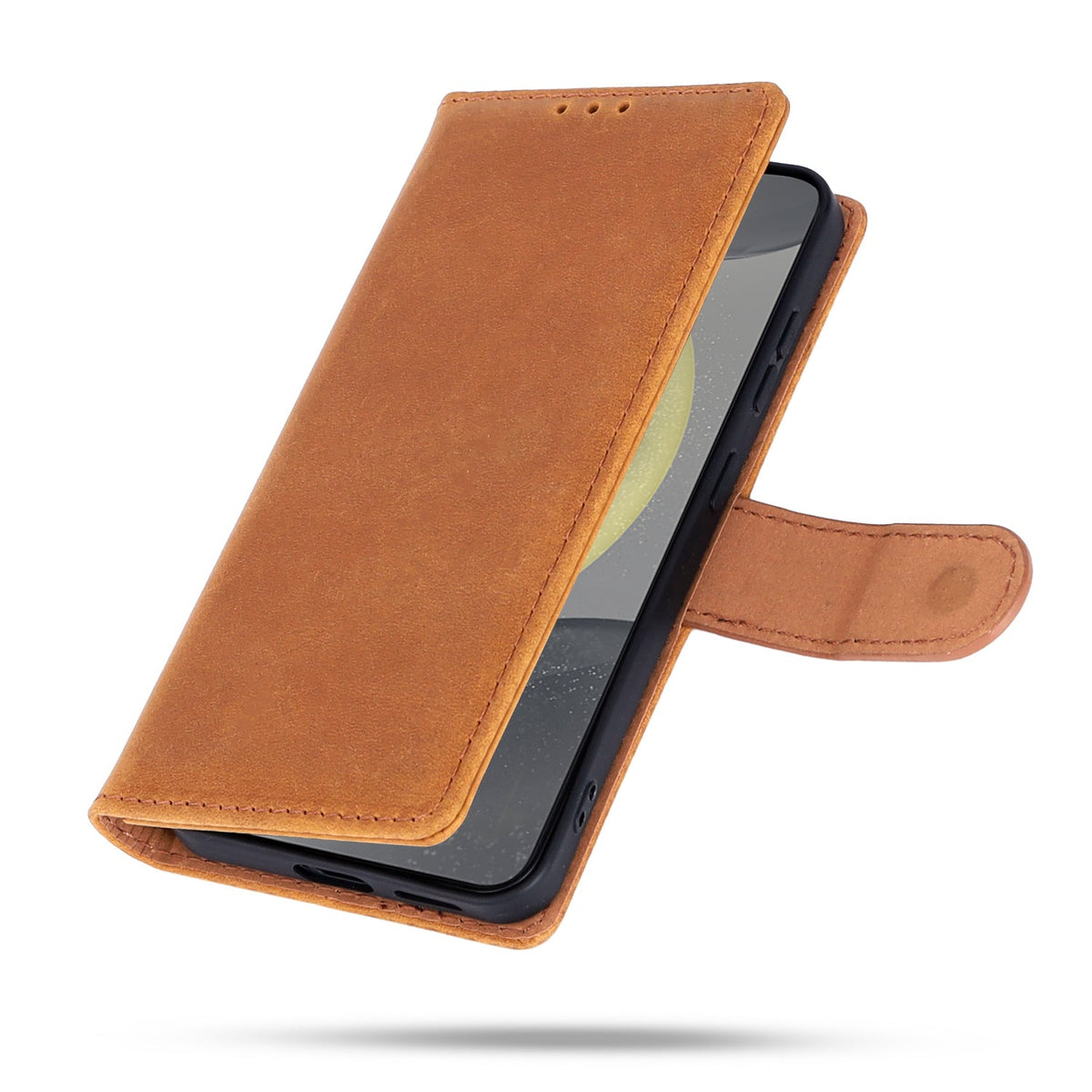 Étui Samsung Galaxy S25 - Marron Sienne - Étui portefeuille en cuir véritable