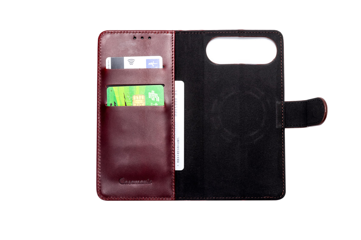 Étui Apple iPhone Air - Rouge Bourgogne - Étui portefeuille en cuir véritable MagSafe